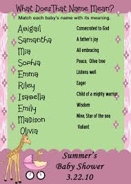 Name Meaning Baby Shower Game Maybe Use Family Names Siblings And Cousins Joint Baby Showers Baby Shower Summer Baby Shower
