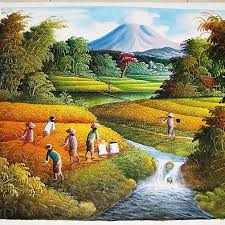 44+ lukisan alam hutan, gambar lukisan dengan memandang. Lukisan Panen Padi Dan Pemandangan Alam Yang Indah Shopee Indonesia