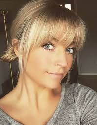 We love how these blonde bangs work on all different types hair. Blonde Fringe With Bun Hairs London