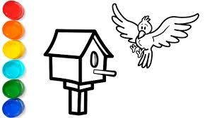 Sparrows are often found making their nests near houses or buildings. How To Draw A Birdhouse Birdhouse Coloring Pages For Kids Easy Birdhouse Drawing For Kids Youtube