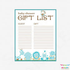 After the 2nd revision, a. Safari Baby Shower Gift List Printable From Ohbabyshower On
