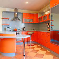 Gorgeous Kitchen Cabinet Paint Colors That Make A Splash Modular Kitchen Design Orange Kitchen Painted Kitchen Cabinets Colors