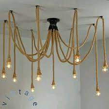 Bohemian Interior Decoration Rope Pendant Lamp Ceiling Etsy In 2021 Rope Pendant Light Rope Lamp Rope Chandelier