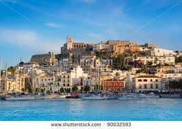 Ibiza Eivissa Town With Blue Mediterranean Sea City View Stock Photo Ibiza Spanien Spanien Reise Ibiza Stadt