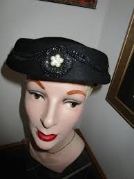 Vintage Ladies Hat Sapphire Hat Henry Pollak Co. Beaded & Sequins Pillbox  Hat