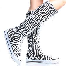 Black And White Striped Converse White Zebra Striped Converse Knee High Boots Sneaker Boots Knee High Boots Flat Knee High Sneakers