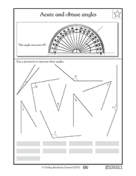 using a protractor 4th grade math worksheet greatschools