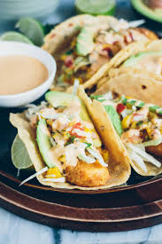 Top with pineapple salsa, cilantro avocado sauce, fold up, and enjoy immediately. Baja Fish Tacos With Tropical Salsa Bare Root Girl Baja Fish Tacos Baja Fish Taco Recipe Recipes