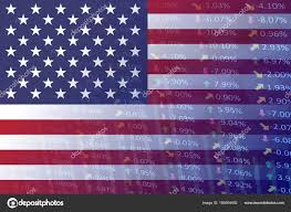 United States Flag With Indicators And Chart Stock Photo