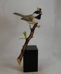 Killdeer Bird With White Ring Around Neck Black Capped Chickadee Original Bird Wood Carving Bird Sculpture Bird Carving Chickadee