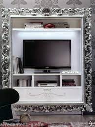 Porta Tv Vogue C Cassetto Foglia Argento Oro Laccato Biancoxsoggiorno Salotto Porta Tv Cornice Tv Salotto