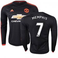Most popular in manchester united. Men S 7 Memphis Depay Manchester United Fc Jersey 15 16 England Football Club Adidas Authentic Black Third Soccer Long Sleeve Shirt