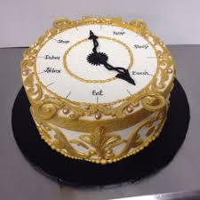 Black And Gold Graduation Sheet Cakes Retirement Clock Cake In Gold And Black Retirement Cakes Retirement Party Cakes Retirement Party Decorations