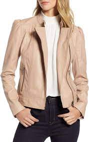 Halogen Leather Jacket Regular Petite Nordstrom Beige Leather Jacket Outfit Leather Jacket Outfits Leather Jacket