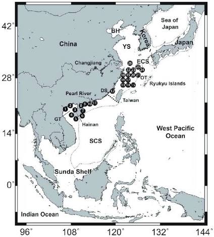 Map of the East China and northern South China Seas from which... |  Download Scientific Diagram