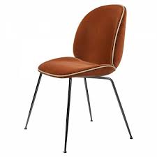 Beetle Fully Upholstered Dining Chair Rusty Red Sierra Piping Conic Base Rouse Home Fully Upholstered Dining Chair Orange Dining Chairs Chair