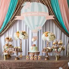 Hot Air Balloon Baby Shower Party Ideas Photo 1 Of 9 Hot Air Balloon Baby Shower Baby Shower Balloons Baby Shower Dessert Table