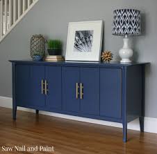 Indigo Blue Mid Century Buffet Saw Nail And Paint Mid Century Buffet Furniture Makeover Furniture