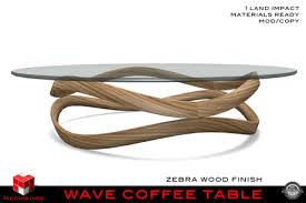 Constructed of the finest exotic veneer zebra wood. Second Life Marketplace Meshworx Boxed Wave Coffee Table Zebra Wood Mod Copy Sale