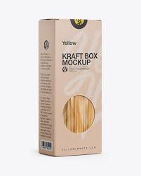 Kraft Box With Pasta Mockup Half Side View In Box Mockups On Yellow Images Object Mockups In 2020 Mockup Psd Mockup Free Psd Mockup