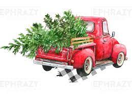 Christmas White Plaid Red Truck Tree Digital Png Christmas Truck Printable Christmas Decorations Christmas Red Truck