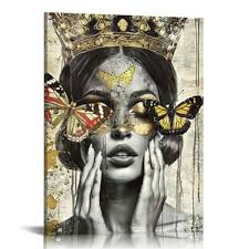 FLORID African American Wall Art Glam Fashion Black Girl Canvas Wall Art  Bathtub Pink Painting Picture Contemporary Artwork For Bathroom Decoration  Framed Ready To Hang