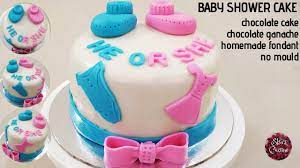 Baby Shower Cake Chocolate Ganache Homemade Fondant No Mould Youtube
