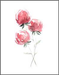 How to paint watercolor flowers on wall. Simple Watercolor Flower Watercolor Peony Peonies Watercolor Wall Art Beginner Watercolor Simp Simple Watercolor Flowers Flower Painting Floral Watercolor