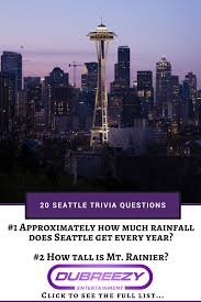 It's like the trivia that plays before the movie starts at the theater, but waaaaaaay longer. 20 Seattle Trivia Questions Seattle Tacoma Special Event Dj