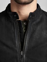 Hugo Boss Jonate Slim Fit Biker Jacket Black Fitted Biker Jacket Leather Jacket Men Hugo Boss