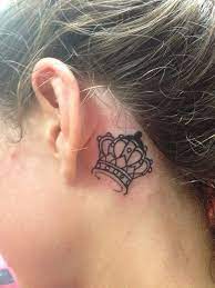 Behind the ear, the diamond tattoo looks enchanting and captivating. Crown Tattoo Behind The Ear 50 Meaningful Crown Tattoos Crown Tattoo Design Behind Ear Tattoos Ear Tattoo