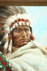 PORTRAIT OF AN AMERICAN INDIAN BY TROY DENTON (AMERICAN, 20TH CENTURY).