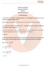 Important Questions For Cbse Class 12 Physics Chapter 5 Magnetism And Matter