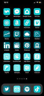 Iphone Ios 14 App Icons Turquoise Themed Aesthetic App Icon Ios Iphone