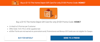 Home depot e gift card. Egifter 110 Home Depot E Gift Card For 100 With Promo Code Hd521 Doctor Of Credit