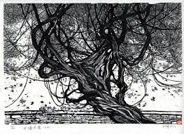 image gallery 古牆老藤 guqiang laoteng old vine over ancient wall pastel graphic art linocut prints woodcut
