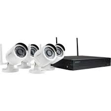 This 4 channel wireless security camera system monitors up to 4 cameras at a time. Wisenet Snkb73041bw 4 Cameras 4 Channel 2mp 1080p Wireless Nvr Security System Brandsmart Usa