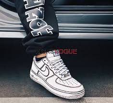 Black And Red Custom Air Forces Air Force 1s Diy Black Outline Diy Shoes Nike Air Shoes Cartoon Shoes