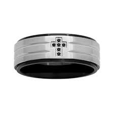 Jcpenney Com Mens Color Enhanced Black Diamond Accent Cross 8mm Band Mens Black Diamond Rings Black Diamond Ring 8mm Wedding Band