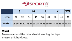 Size Chart Sizing Information Sportif Com