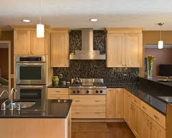 At rta wood cabinets, we offer free kitchen design! Contemporary Kitchen Design Light Wood Cabinets Black Countertops Tile Backsplash Wood Floors 2 In 2021 Modern Wood Kitchen Kitchen Remodel Black Kitchen Countertops