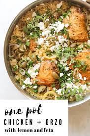 One Pot Chicken With Orzo Lemon And Feta Craving California Recipe Oregano Recipes One Pot Chicken Feta Chicken