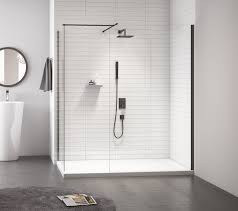 Alcove shower wall surrounds (507). Merlyn Black Frameless Wetroom Panels Merlyn Showering