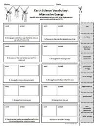 Vocabulary Snip It Worksheet To Review Alternative Energy Download A Pdf Of This Worksheet For Fre Science Staar Earth Science Vocabulary Alternative Energy