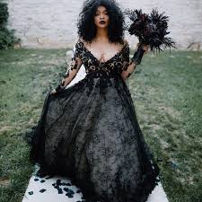Bride plus size black wedding dresses. 2020 Plus Size Goth Country Black Wedding Dresses Sexy V Neck Long Sleeve Sweep Train Bridal Gowns Applique A Line Wedding Gowns Wedding Dresses Aliexpress