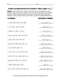 When we subtract polynomials, it adds one extra step. Adding And Subtracting Polynomials Most Likely To Award Freebie