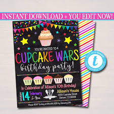 ;) party highlights to look out for: Cupcake Wars Themed Party Birthday Invitation Girls Cupcake Candy Swe Tidylady Printables
