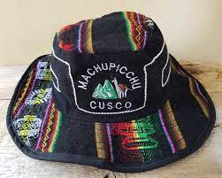 Machu Picchu Cusco Peruvian Tourist Boonie Hat Andean Black Colorful Stitched Peru Market Sacred Valley Souvenir Fitted Bucket Hat Machu Picchu Picchu Cusco