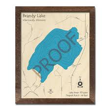 Brandy Lake WI 3D Wood Map, (Vilas) Wisconsin, Custom Map Art