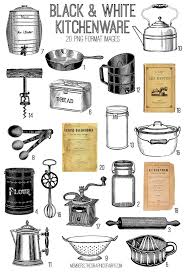 Black White Kitchenware Images Kit Graphics Fairy Premium Membership Kitchenware Clip Art Vintage Black And White